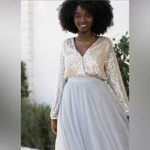 Morning Lavender JESSA SURPLICE SEQUIN BODYSUIT